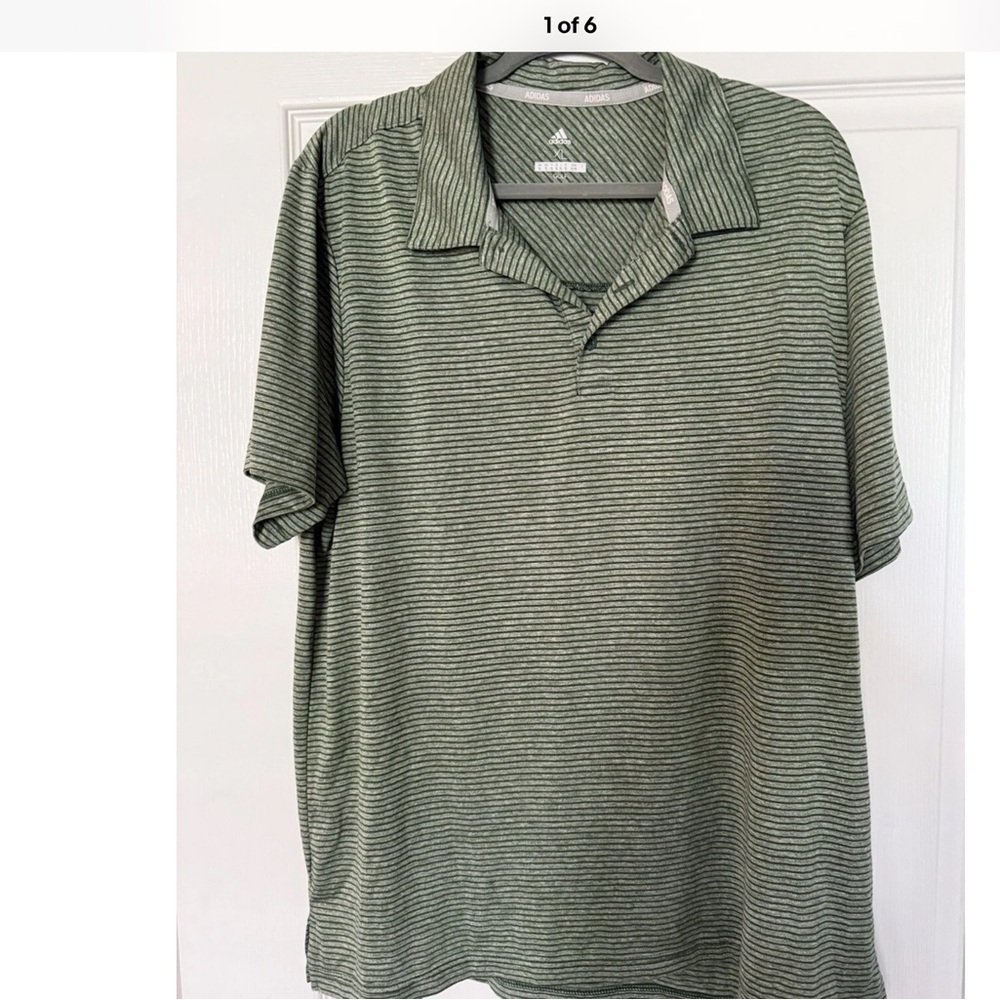 Men’s ADIDAS Golf Polo Green With Green stripes Size XLarge Excellent Condition